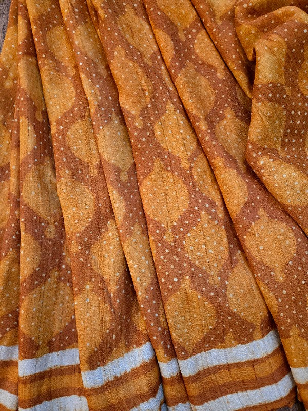 Dabu Tussar Print saree