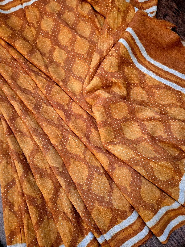 Dabu Tussar Print saree