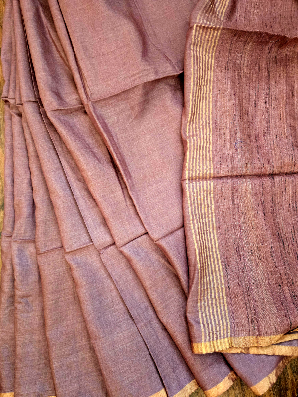 Dusky Rose Munga Silk Saree