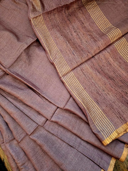Dusky Rose Munga Silk Saree