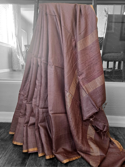 Dusky Rose Munga Silk Saree