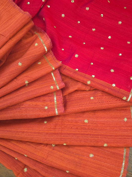 Burnt Orange Matka Zardozi Saree