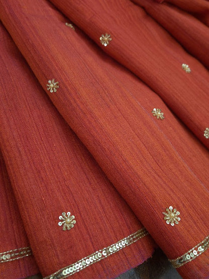 Burnt Orange Matka Zardozi Saree