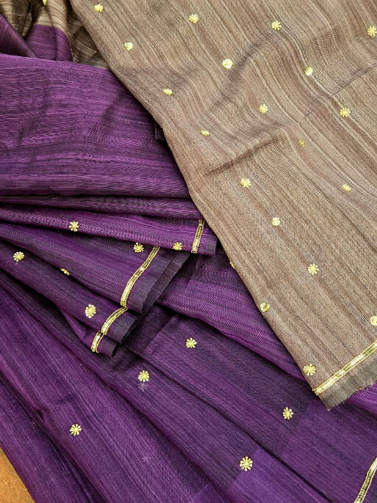 Rich Purple Matka Zardozi Saree