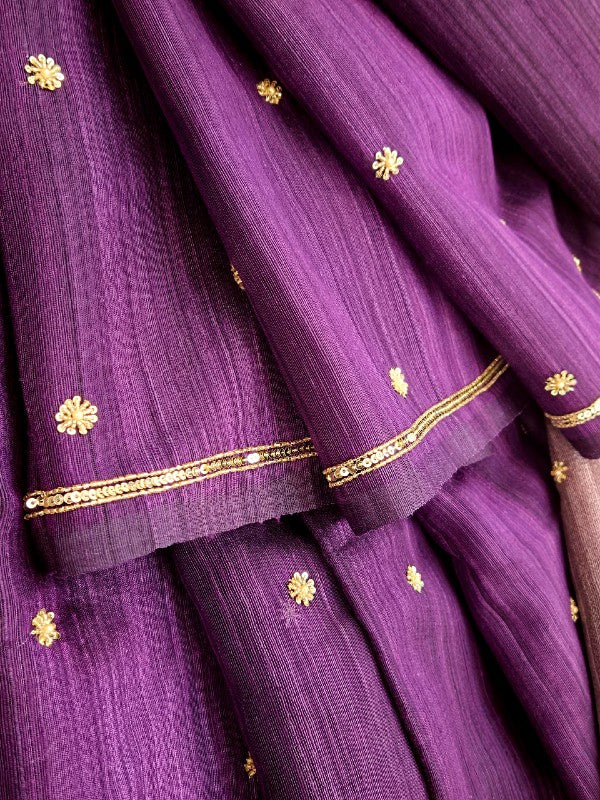 Rich Purple Matka Zardozi Saree