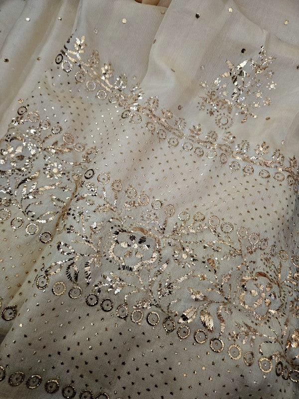 Ivory Tussar Kamdani Saree