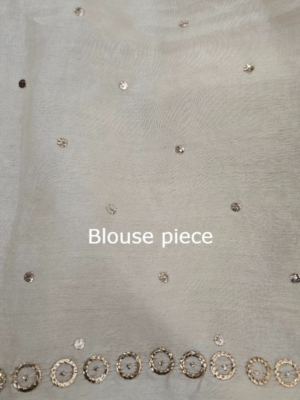 Ivory Tussar Kamdani Saree