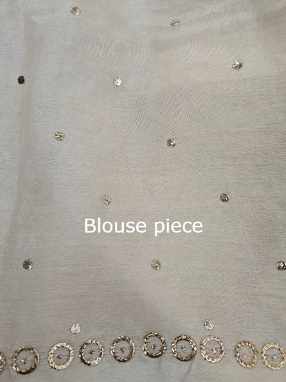 Ivory Tussar Kamdani Saree