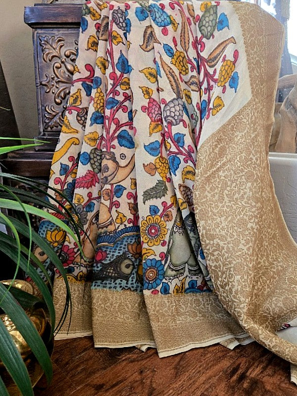 Banarsi Georgette Pen Kalamkari Saree