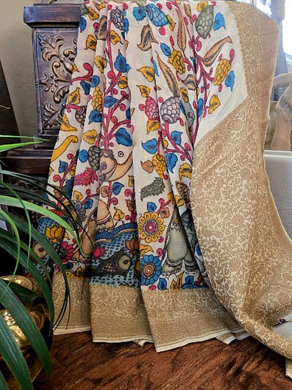 Banarsi Georgette Pen Kalamkari Saree