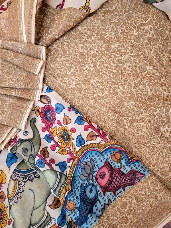 Banarsi Georgette Pen Kalamkari Saree