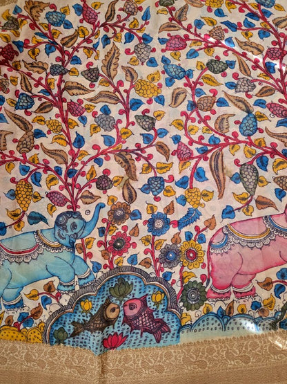 Banarsi Georgette Pen Kalamkari Saree