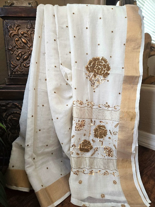 Chanderi Moti & Kamdani Saree