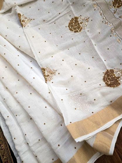 Chanderi Moti & Kamdani Saree