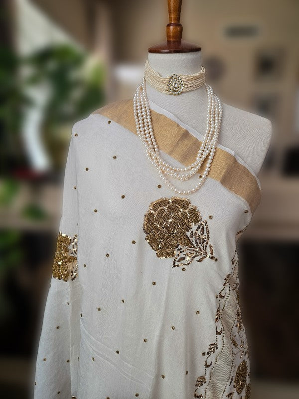 Chanderi Moti & Kamdani Saree