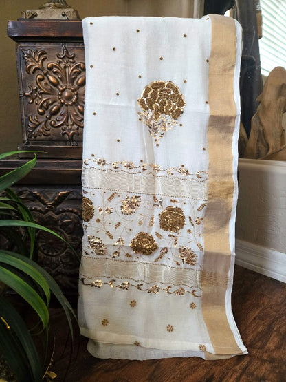 Chanderi Moti & Kamdani Saree