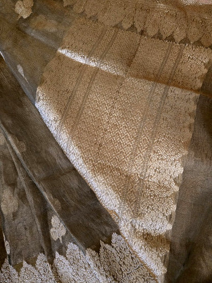 Moss-Mehendi Tissue Banarsi Saree