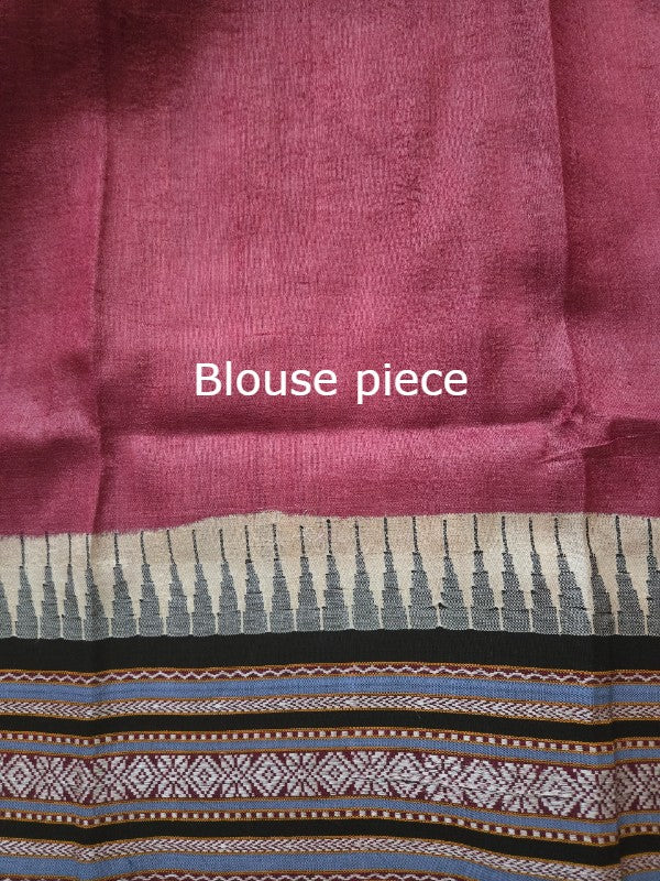 Vidharba Tussar with Block Print