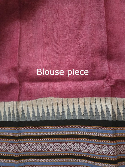 Vidharba Tussar with Block Print