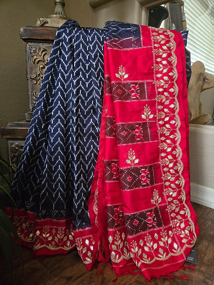 Zardozi on Single Ikkat Saree