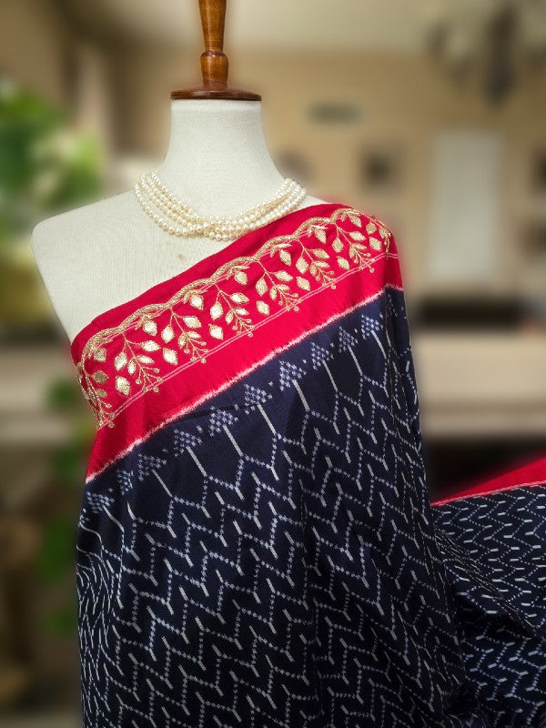 Zardozi on Single Ikkat Saree