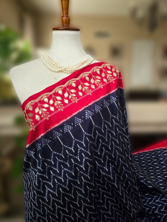 Zardozi on Single Ikkat Saree