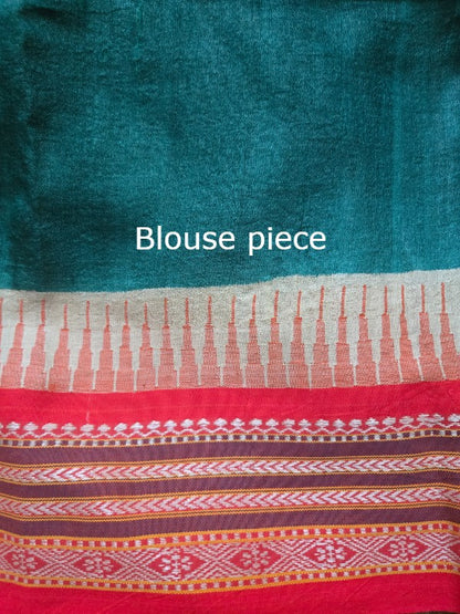 Vidharba Tussar with Block Print