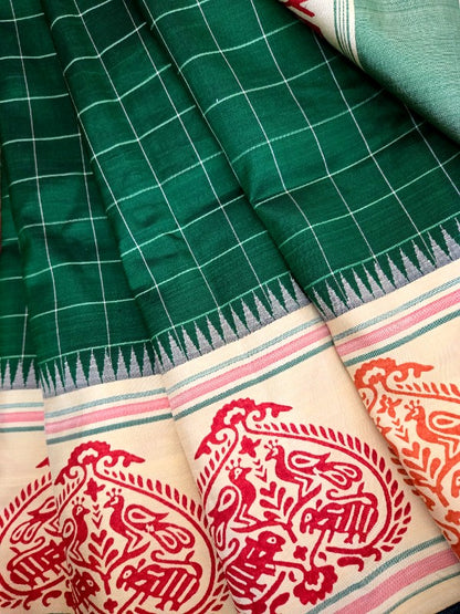 Block Printed Kanjivaram Saree