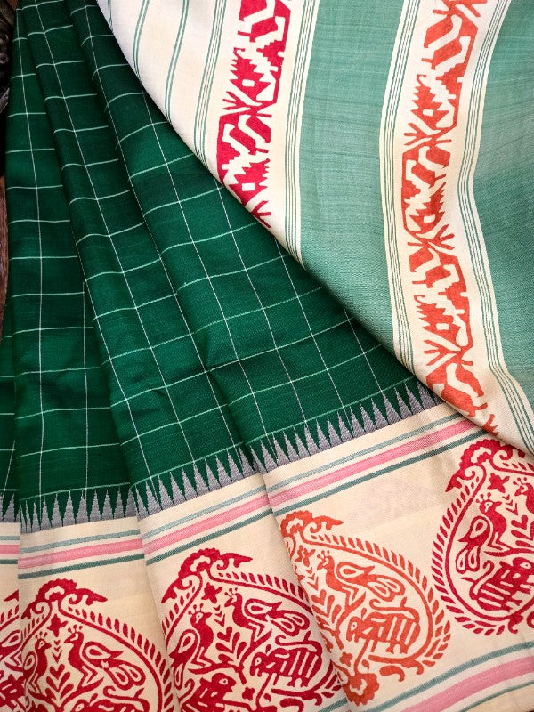 Block Printed Kanjivaram Saree
