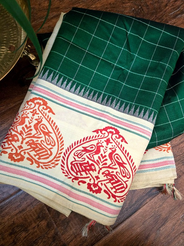 Block Printed Kanjivaram Saree