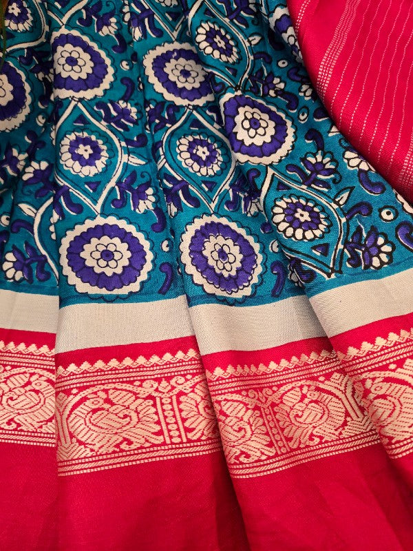 Block Print Kanjivaram Saree