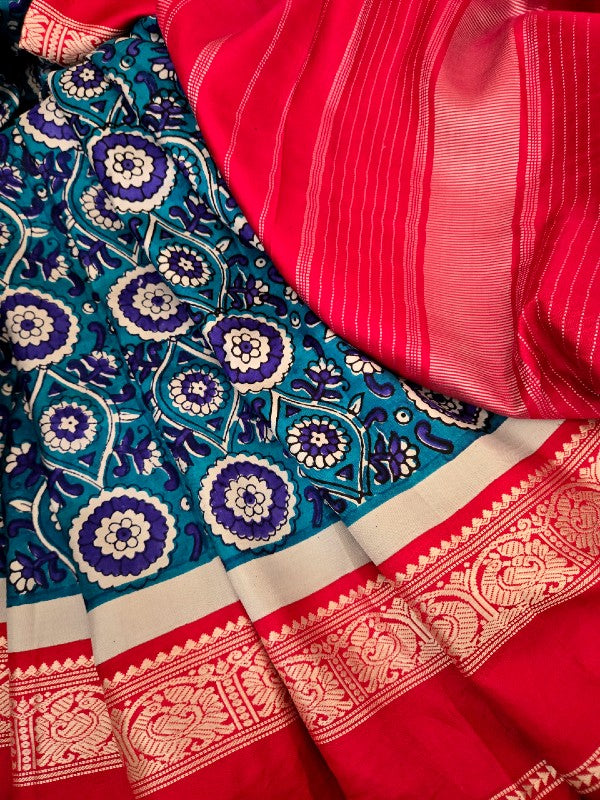 Block Print Kanjivaram Saree