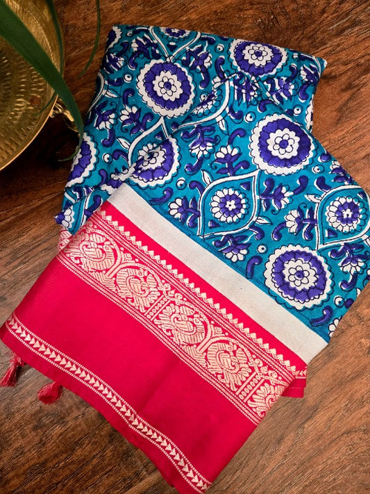 Block Print Kanjivaram Saree