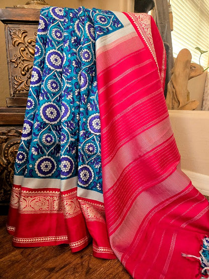 Block Print Kanjivaram Saree