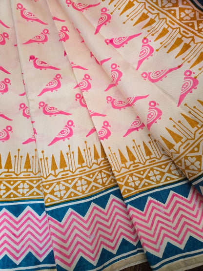 Block Zari Print Kanjivaram saree