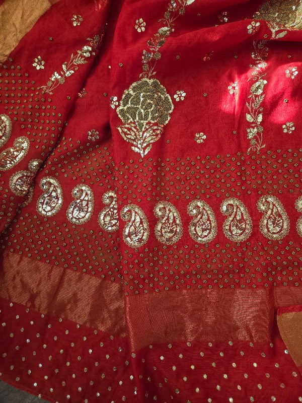 Chanderi Moti & Kamdani saree