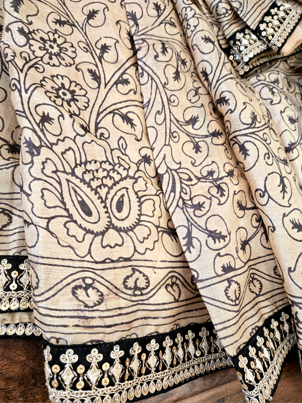 Tussar Pen kalamkari Saree