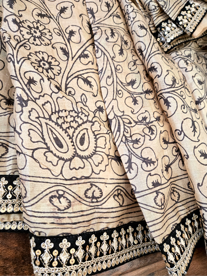 Tussar Pen kalamkari Saree