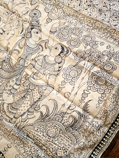 Tussar Pen kalamkari Saree