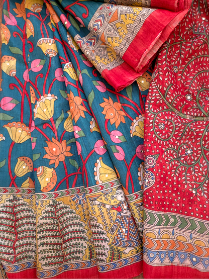 Tussar Matani Pachedi Kalamkari Saree