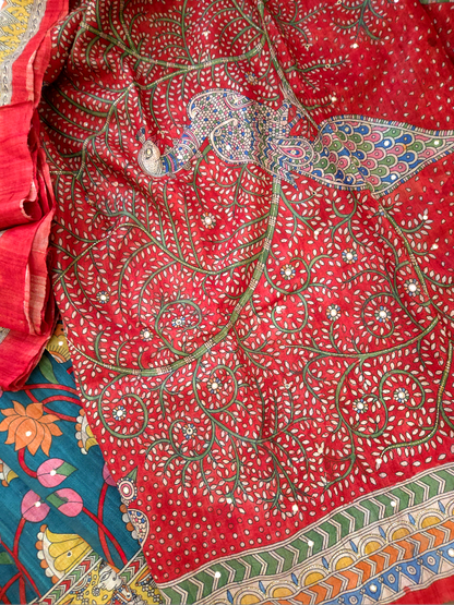 Tussar Matani Pachedi Kalamkari Saree