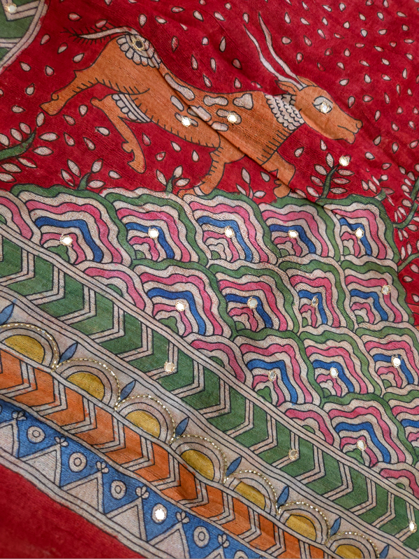 Tussar Matani Pachedi Kalamkari Saree