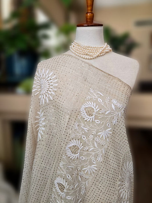 Chanderi Tissue Chikankari Saree