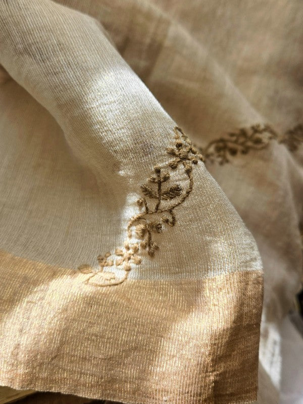 Tissue Chanderi Chikankari Saree