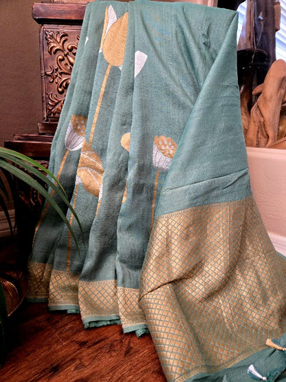 Tussar Georgette Banarsi Silk Saree