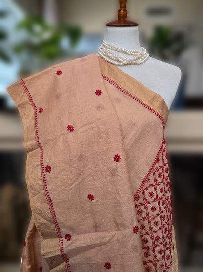 Tissue Chanderi Chikankari Saree