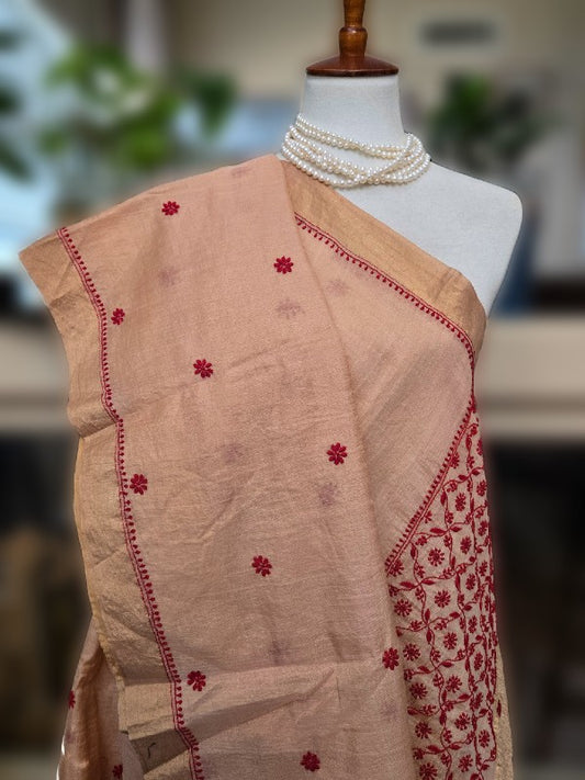 Tissue Chanderi Chikankari Saree
