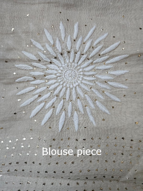 Chanderi Tissue Chikankari Saree