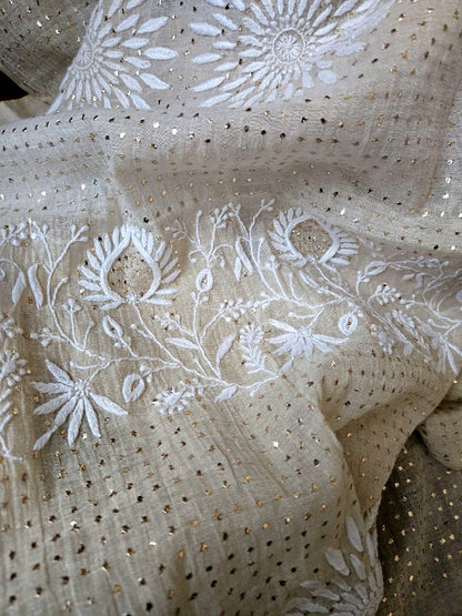 Chanderi Tissue Chikankari Saree