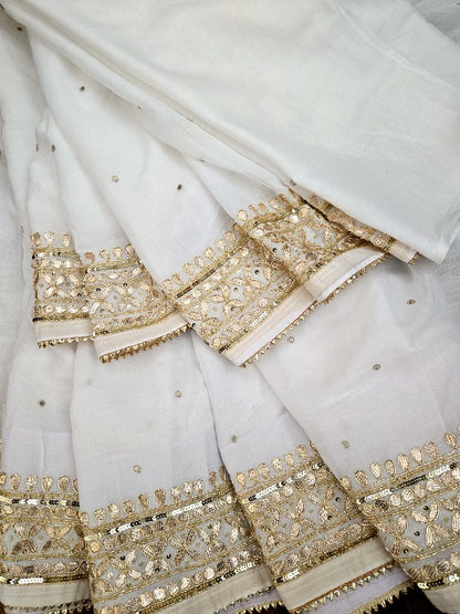 Pure Mul Cotton Zardozi Saree